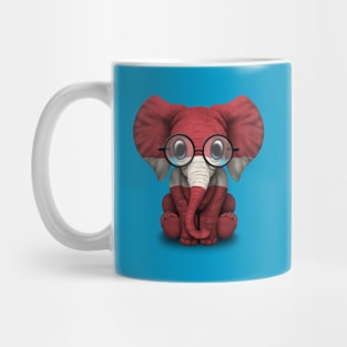 Baby Elephant with Glasses and Latvian Flag Mug